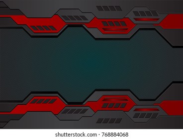 Geometric background Red and Black color for business and technology, vector illustration