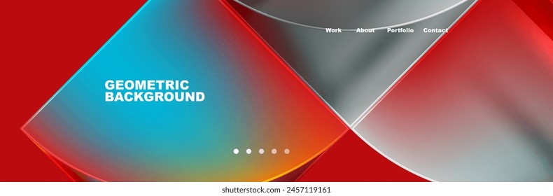 it is a geometric background with a red , blue , and gray gradient . High quality