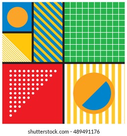 Geometric background in retro style. Memphis trendy art. Abstract poster, surface, card design
