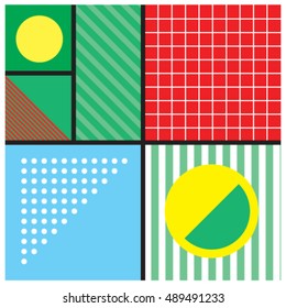 Geometric background in retro style. Memphis trendy art. Abstract poster, surface, card design