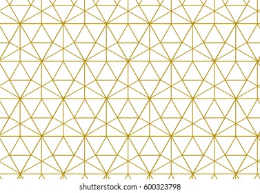 Geometric background with rhombus and nodes. Abstract geometric pattern. Golden texture.