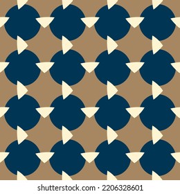 Fondo geométrico sin fisuras patrón de círculo abstracto tejido minimalista impresión estilo gráfico colorido colorido. Diseño textil de repetición casual, beige, azul, blanco.