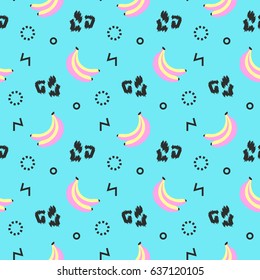 Geometric background seamless pattern in retro 80s-90s style. Memphis trendy art. Abstract poster, surface, card design