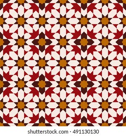 Geometric background.  Seamless pattern. Traditional tile ornament. Vector illustration. 