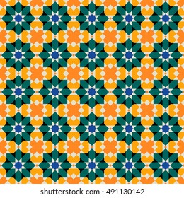 Geometric background.  Seamless pattern. Traditional tile ornament. Vector illustration. 