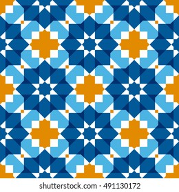 Geometric background.  Seamless pattern. Traditional tile ornament. Vector illustration. 