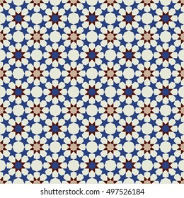 Geometric background.  Seamless pattern. Traditional muslim tile ornament. Vector illustration. 