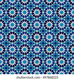 Geometric background.  Seamless pattern. Traditional muslim tile ornament. Vector illustration. 