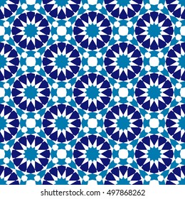 Geometric background.  Seamless pattern. Traditional muslim tile ornament. Vector illustration. 