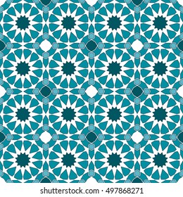 Geometric background.  Seamless pattern. Traditional muslim tile ornament. Vector illustration. 