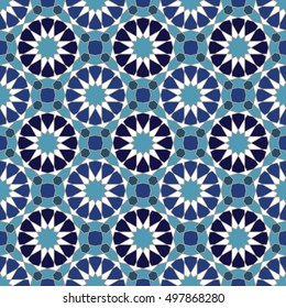 Geometric background.  Seamless pattern. Traditional muslim tile ornament. Vector illustration. 