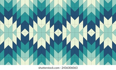 Geometric background with Seamless pattern.Traditional vector illustration. Blue tone.