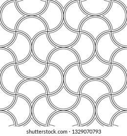 Geometric background seamless wave shapes pattern abstract minimalist fabric print. Japan style line scales motif classic ornamental graphic. Casual repeating textile tile design, black, white colors.