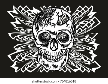 Geometric background skull graphic design vector art