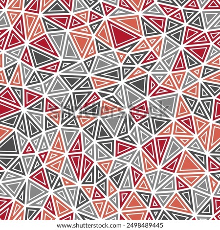 Geometric background. Small triangles size. Solid shapes in frames. Multiple colors style. Repeatable pattern. Awesome vector tiles. Crimson Neutral Blend. Seamless vector illustration.