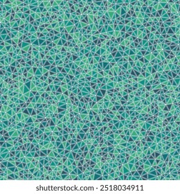 Geometric background with small triangles in solid shapes and frames. Features a repeatable pattern in teal and aqua colors. Seamless vector illustration.