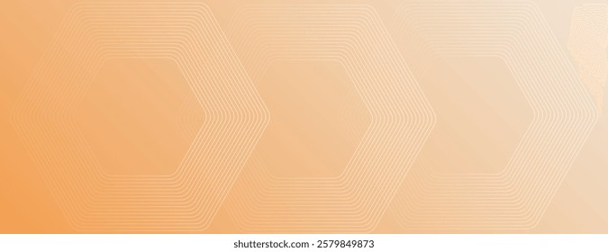 Geometric background with a soft orange color. The background features a gradient orange texture with subtle line patterns. Minimal abstract hexagon pattern vector gradient background 