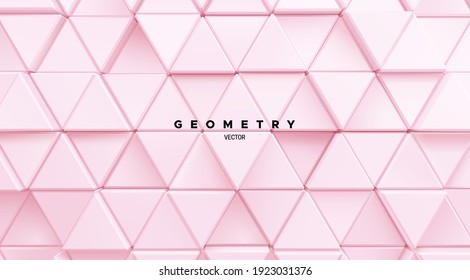 Fondo geométrico de formas triangulares de color rosa suave. Ilustración arquitectónica de vectores. Baldosas al azar. Fondo geométrico. Muro de mosaico. El concepto de decoración minimalista