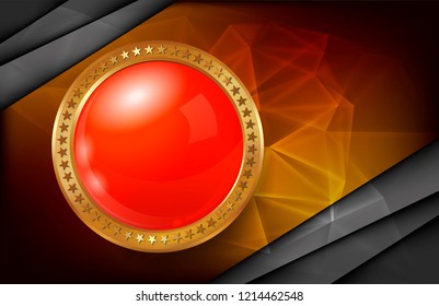 The geometric background and sphere with golden ring