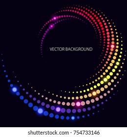 Geometric Background of Spiral Colorful Dots with Light Effects. EPS 10 Vector.