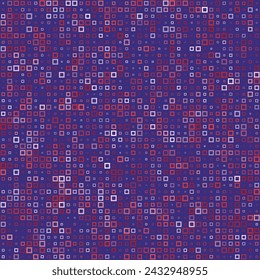 Geometric background. Square frames in multiple colors. Purple, Blue, Lavender, Magenta, Violet. Lively vector illustration.
