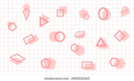 geometric background with square grid. basic geometric shapes with pastel color soft color. vector illustration isolated on white background.