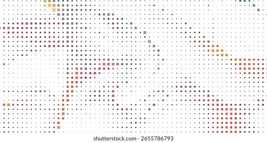 Geometric background square styles colorful rectangles halftone pixel pattern.
