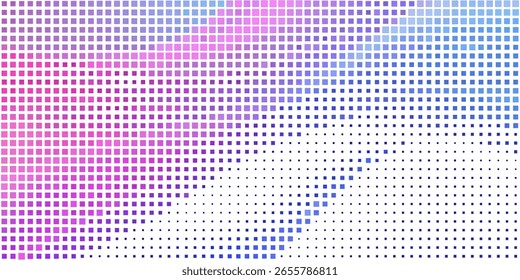 Geometrische quadratische Hintergrundstile bunte Rechtecke Halbton Pixel Muster.
