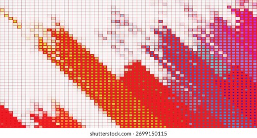 Estilo quadrado de fundo geométrico estilos retângulos coloridos padrão de pixel de meio-tom.


