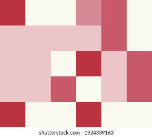Geometric background with squares of different shades of pink. Vector