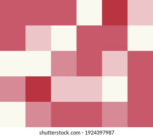 Geometric background with squares of different shades of pink. Vector