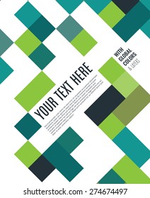 Geometric background squares in green. Vector illustration Eps10 file. Global colors&layers.