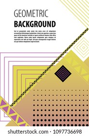 Geometric background with squares. A modern creative composition with squares, circles and triangles