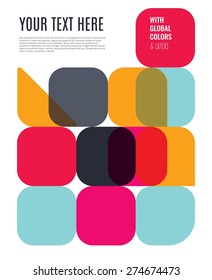 Geometric background squares in red and yellow. Vector illustration Eps10 file. Global colors&layers.