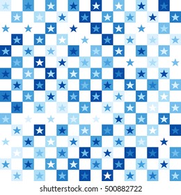 Geometric background of squares and star shapes.