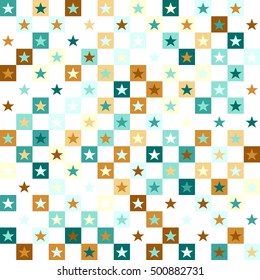 Geometric background of squares and star shapes.