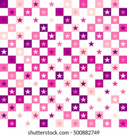Geometric background of squares and star shapes.