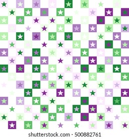 Geometric background of squares and star shapes.