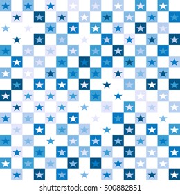Geometric background of squares and star shapes.