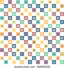 Geometric background of squares and star shapes.