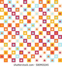 Geometric background of squares and star shapes.