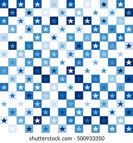 Geometric background of squares and star shapes.