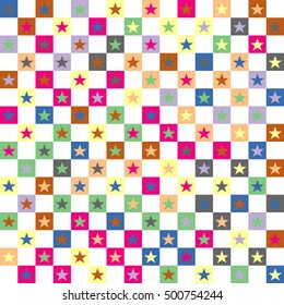 Geometric background of squares and stars shape.