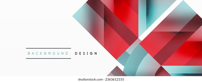 Geometric background with squares, triangles, circles. Shapes harmoniously interact, creating visually striking design for digital designs, presentations, website banners, social media posts