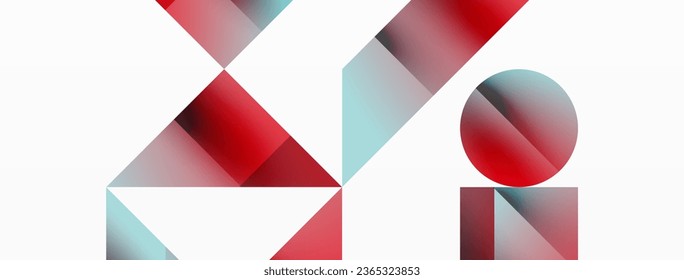 Geometric background with squares, triangles, circles. Shapes harmoniously interact, creating visually striking design for digital designs, presentations, website banners, social media posts