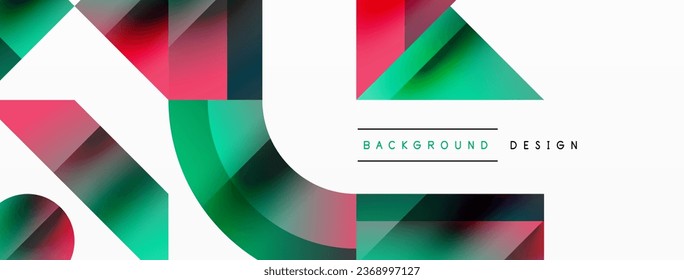 Geometric background with squares, triangles, circles. Shapes harmoniously interact, creating visually striking design for digital designs, presentations, website banners, social media posts