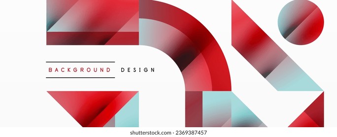 Geometric background with squares, triangles, circles. Shapes harmoniously interact, creating visually striking design for digital designs, presentations, website banners, social media posts