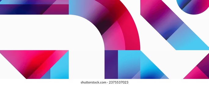 Geometric background with squares, triangles, circles. Shapes harmoniously interact, creating visually striking design for digital designs, presentations, website banners, social media posts