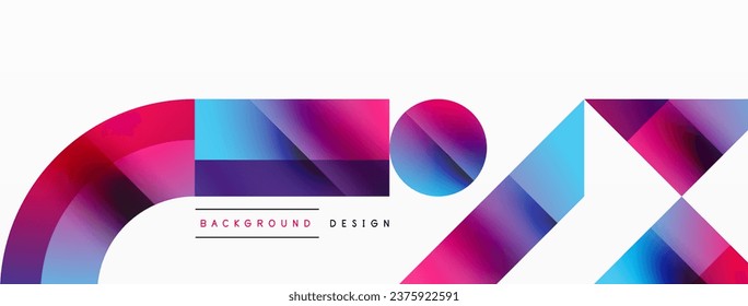 Geometric background with squares, triangles, circles. Shapes harmoniously interact, creating visually striking design for digital designs, presentations, website banners, social media posts