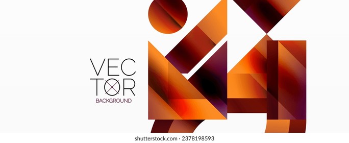 Geometric background with squares, triangles, circles. Shapes harmoniously interact, creating visually striking design for digital designs, presentations, website banners, social media posts